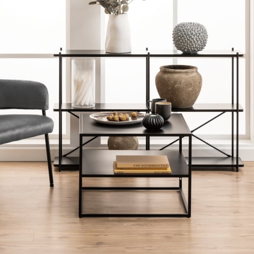 Square side store table with shelf
